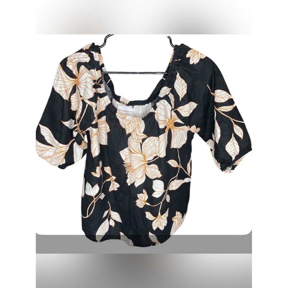 Cynthia Rowley Linen Floral Top Size Medium